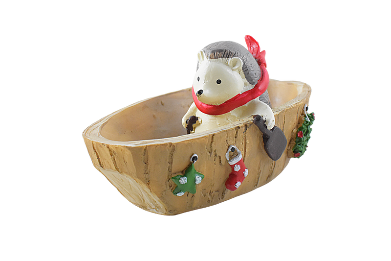 Hedgehog Rowing Boat Resin Succulent Pot - Deczo