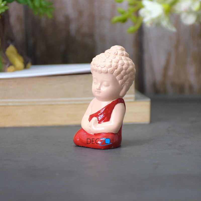 Cute Child Buddha miniature for Table, Return Gift, Dashboard: Bege Red - Deczo