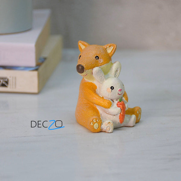 Fox Cuddling Rabbit Miniature - Deczo