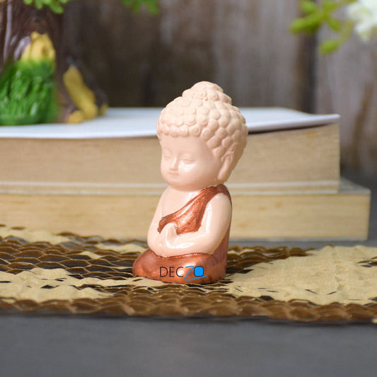 Cute Child Buddha Idol for Table, Return Gift, Dashboard: Bege Copper - Deczo