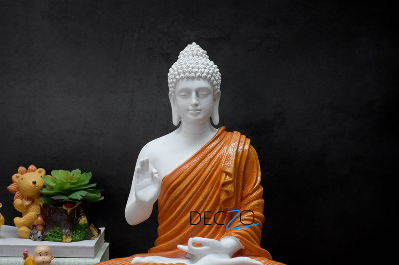 The Healing Spirit Blessing Buddha Statue : 1.25 Feet,Orange - Deczo