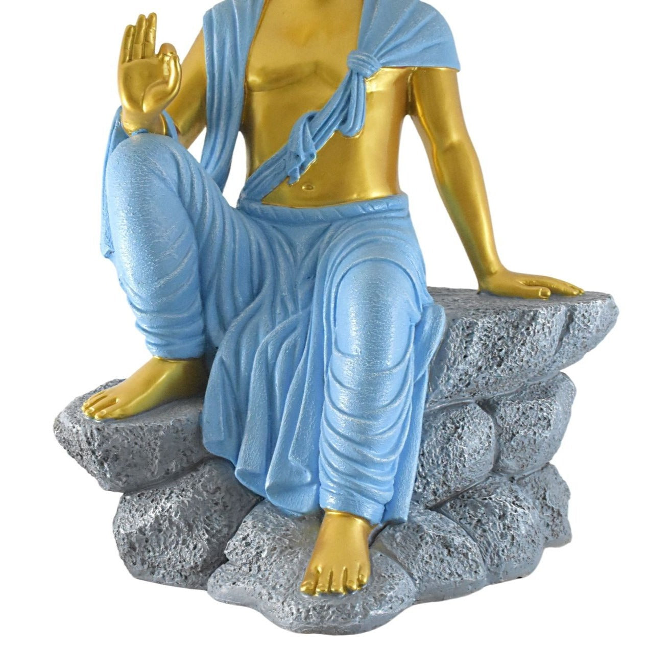 2.4 Feet Blessing Buddha Resting on Mountain- Golden Blue - Deczo