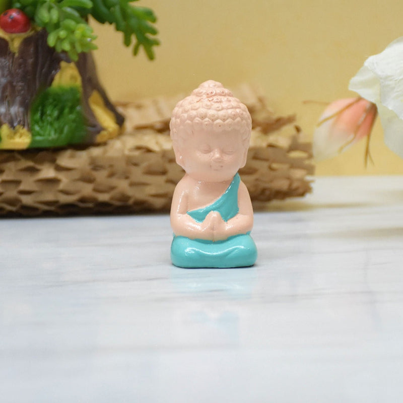Cute Child Buddha miniature for Table, Return Gift, Dashboard: Bege Green - Deczo