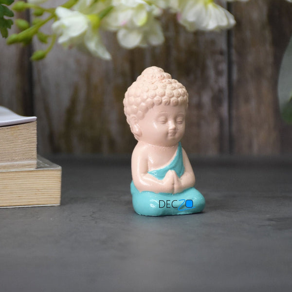 Cute Child Buddha miniature for Table, Return Gift, Dashboard: Bege Green - Deczo