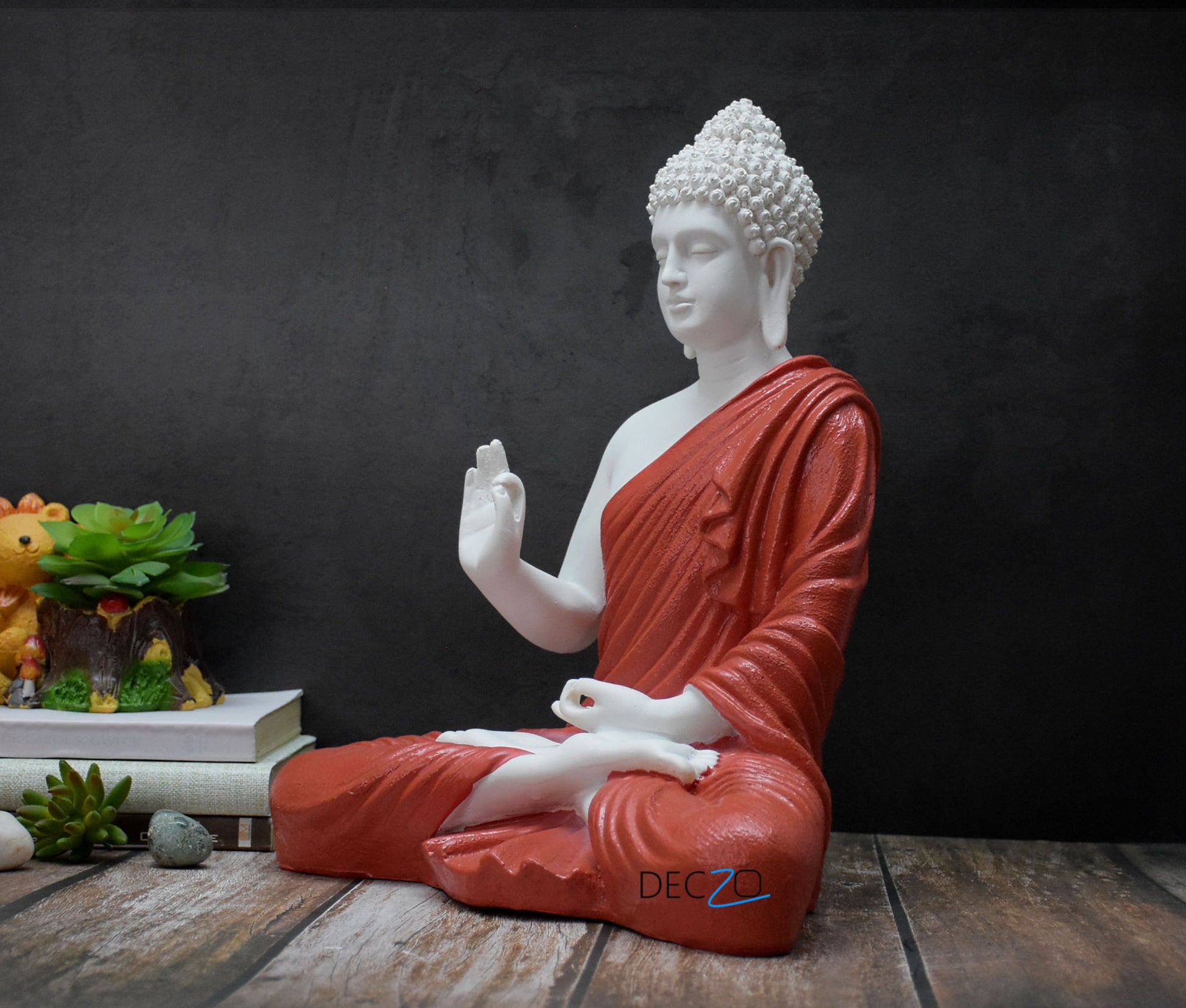 The Healing Spirit Blessing Buddha Statue : 1.25 Feet,Red - Deczo