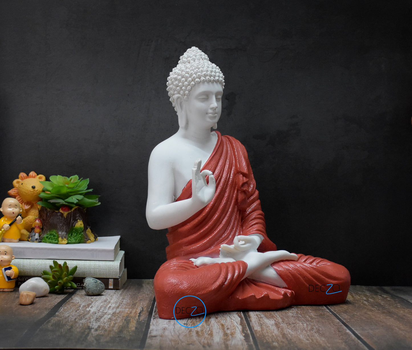 The Healing Spirit Blessing Buddha Statue : 1.25 Feet,Red - Deczo