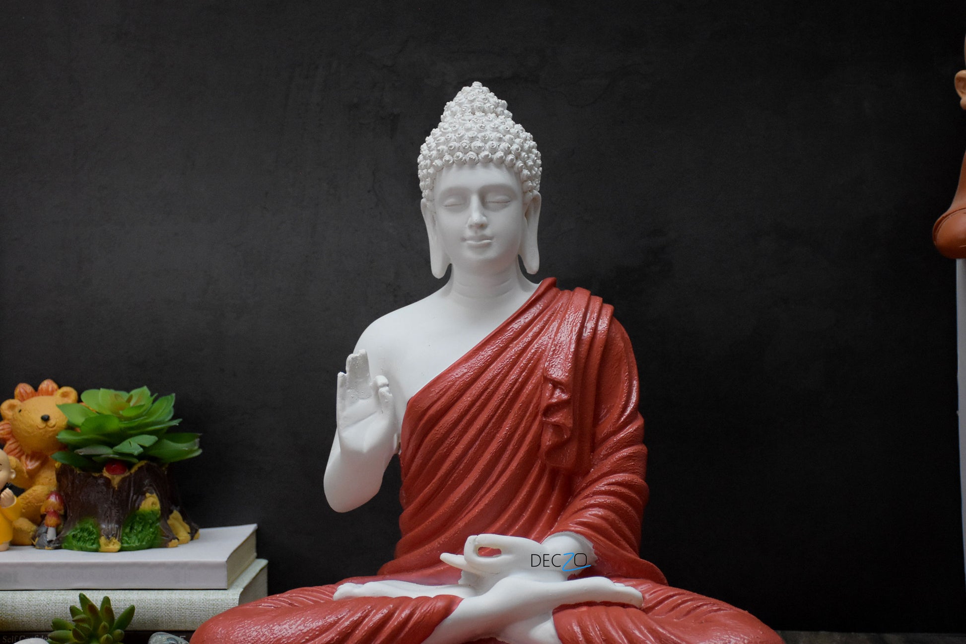 The Healing Spirit Blessing Buddha Statue : 1.25 Feet,Red - Deczo