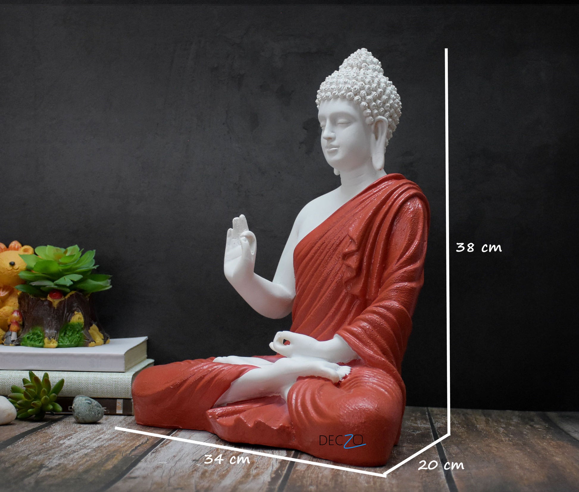 The Healing Spirit Blessing Buddha Statue : 1.25 Feet,Red - Deczo