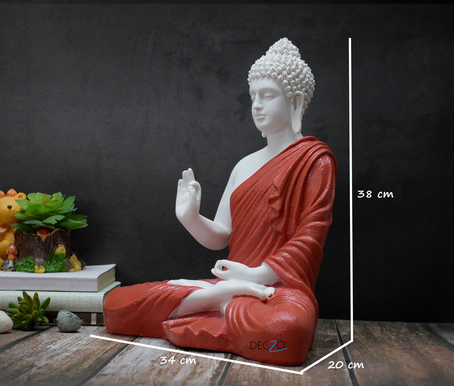 The Healing Spirit Blessing Buddha Statue : 1.25 Feet,Red - Deczo