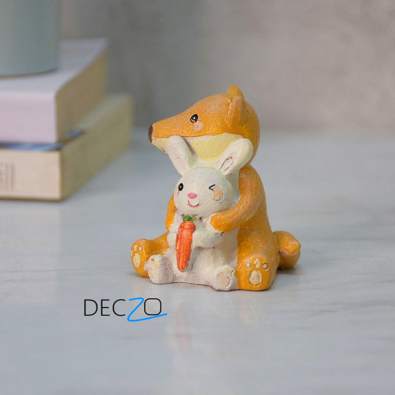 Fox Cuddling Rabbit Miniature - Deczo