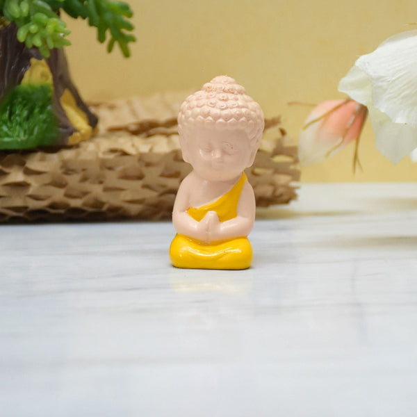 Cute Child Buddha Idol for Table, Return Gift, Dashboard: Bege Yellow - Deczo