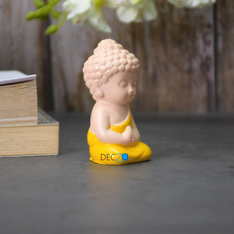 Cute Child Buddha Idol for Table, Return Gift, Dashboard: Bege Yellow - Deczo