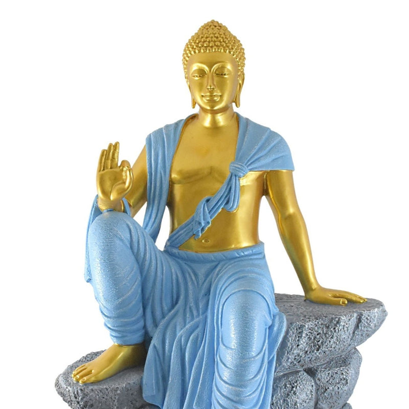 2.4 Feet Blessing Buddha Resting on Mountain- Golden Blue - Deczo