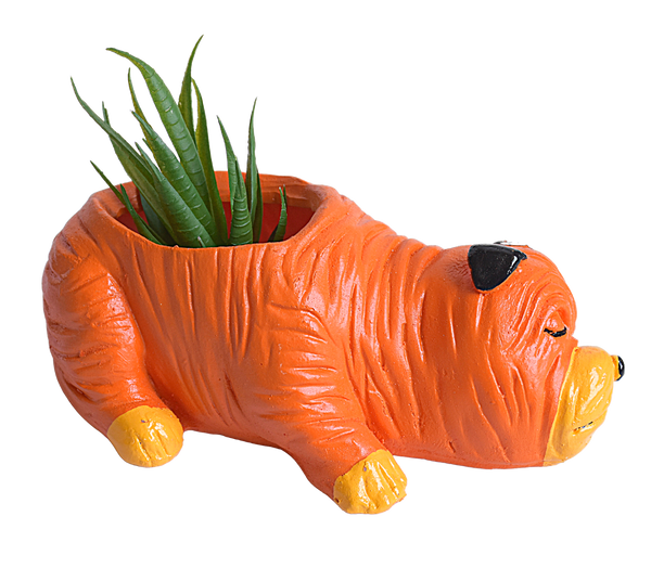 Sleeping Orange Dog Resin Succulent Pot  for Garden,Decor, Kids Room,Gift - Deczo