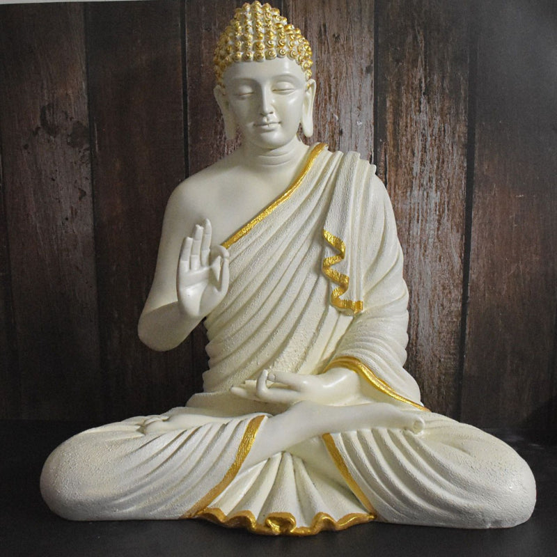 2 Feet XL Size Meditating Lord Buddha : White - Deczo