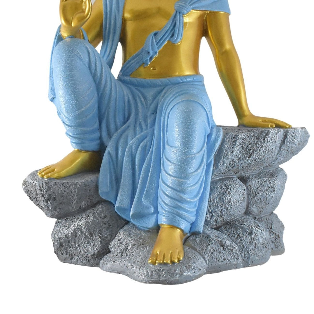 2.4 Feet Blessing Buddha Resting on Mountain- Golden Blue - Deczo