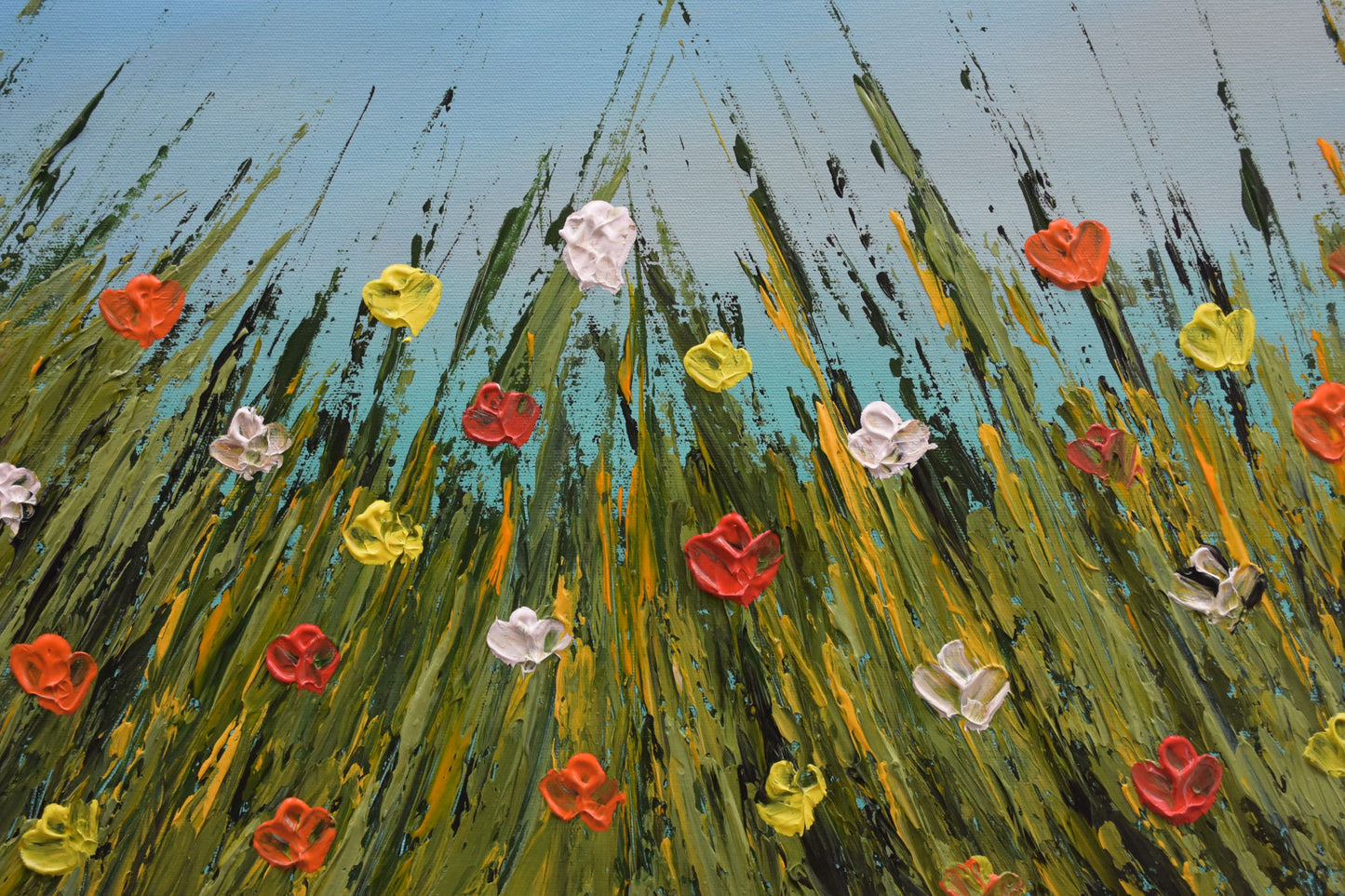 Meadows 3, Acrylic on Canvas, Handmade Wall Painting : 23x23 inches - Deczo