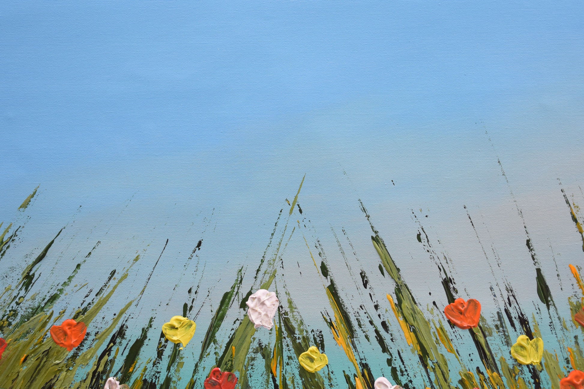 Meadows 3, Acrylic on Canvas, Handmade Wall Painting : 23x23 inches - Deczo