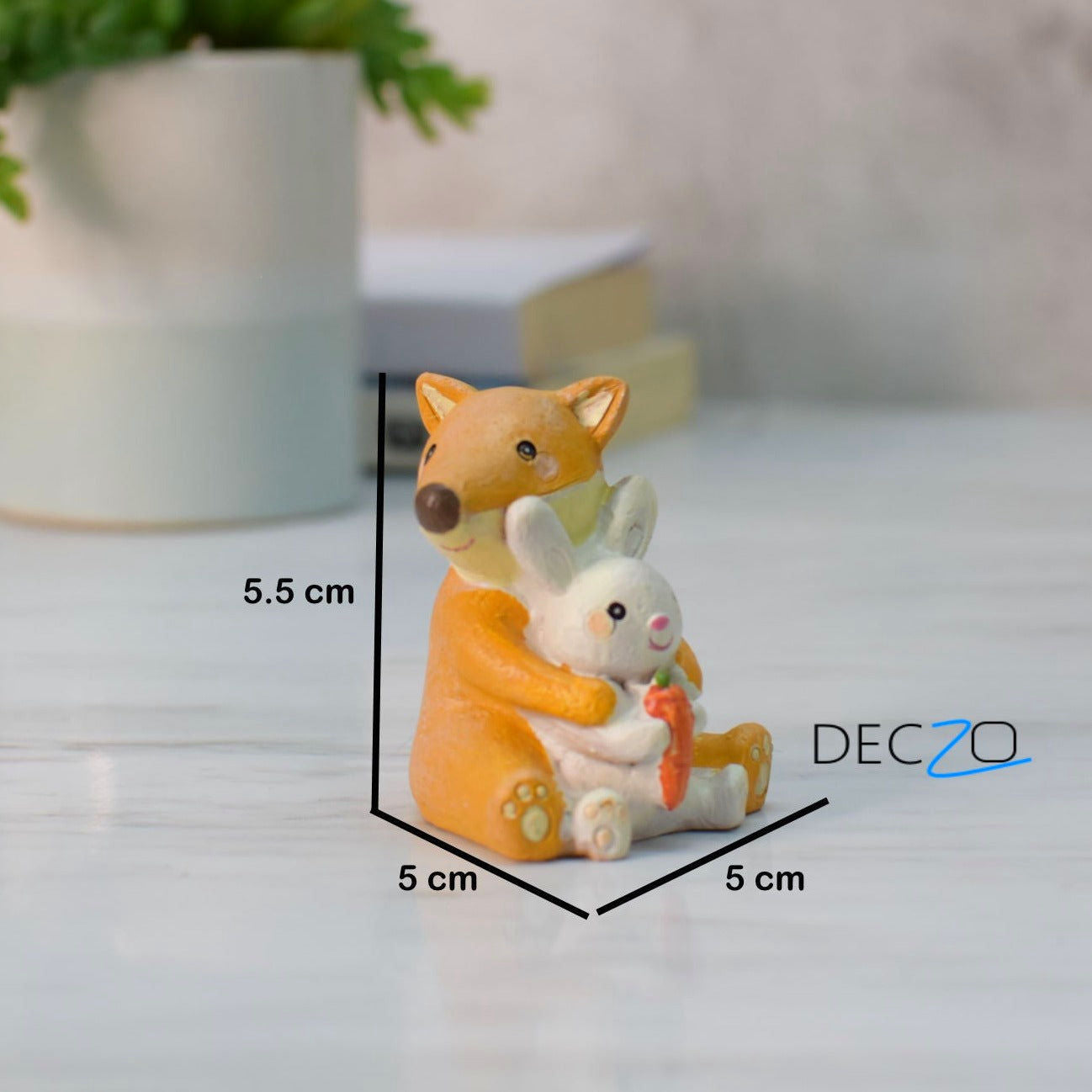 Fox Cuddling Rabbit Miniature - Deczo