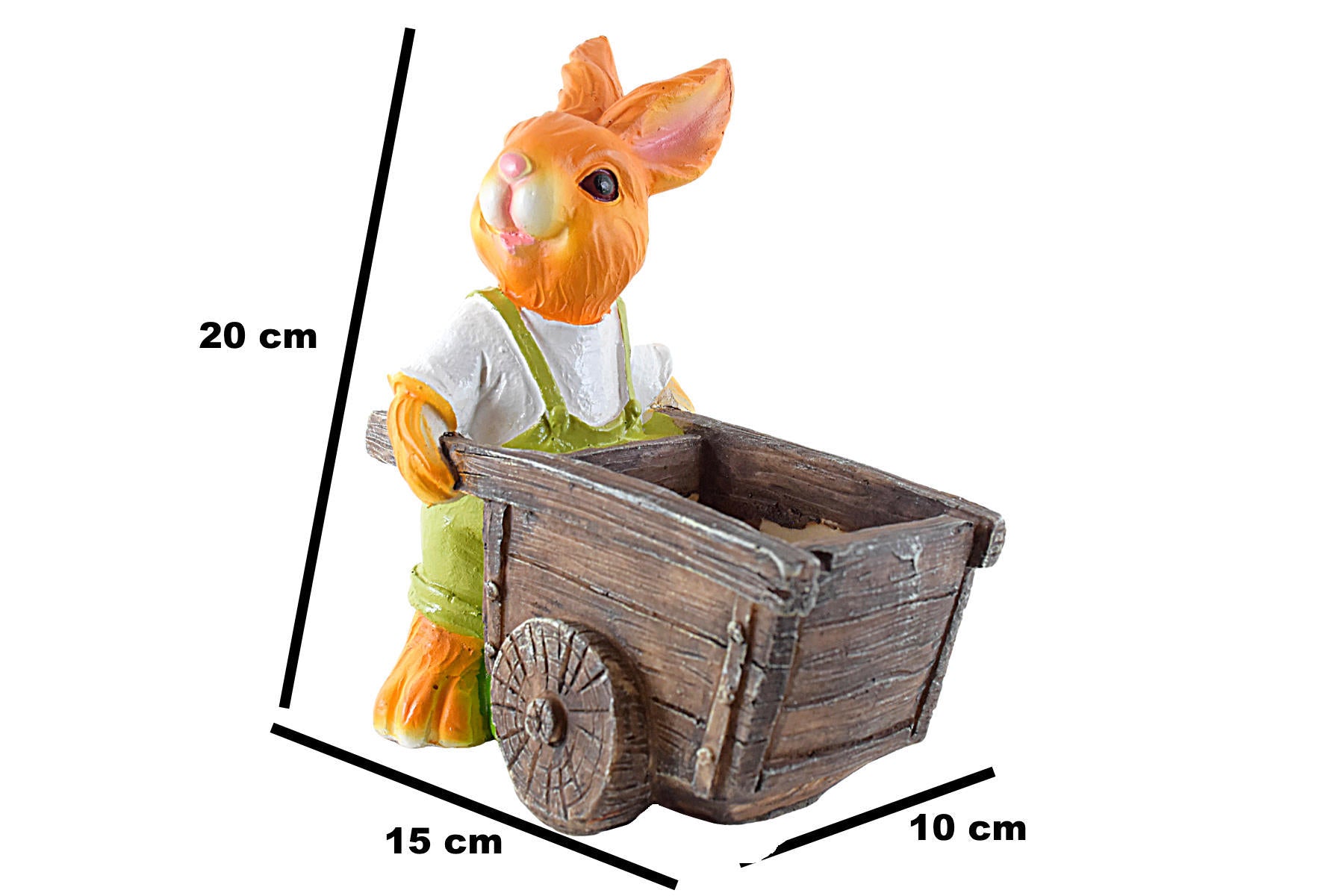 Rabbit Pushing Trolley Rickshaw Resin Pot for Kids Room, Table Decor, Gift - Deczo
