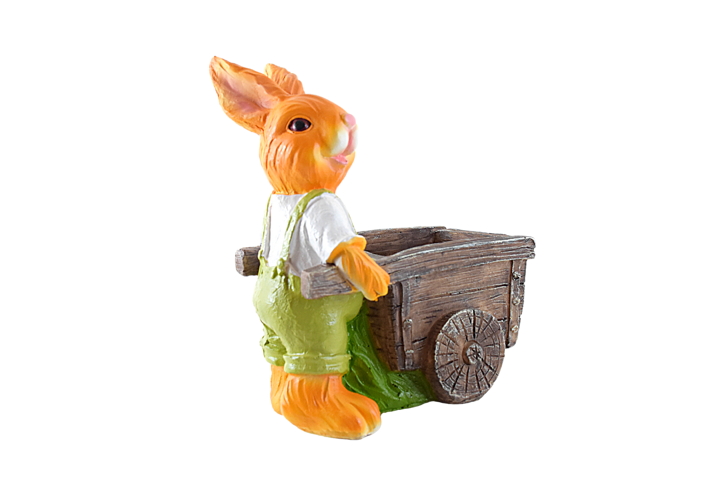 Rabbit Pushing Trolley Rickshaw Resin Pot for Kids Room, Table Decor, Gift - Deczo