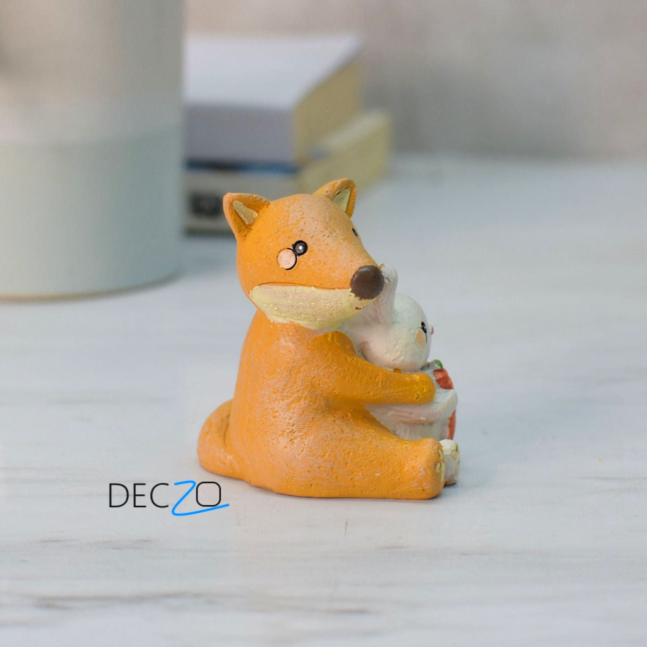 Fox Cuddling Rabbit Miniature - Deczo