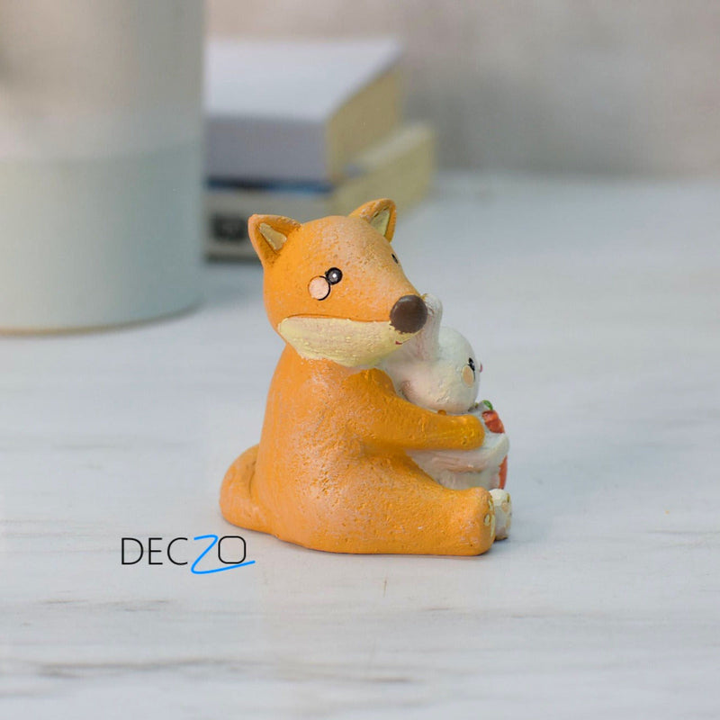 Fox Cuddling Rabbit Miniature - Deczo
