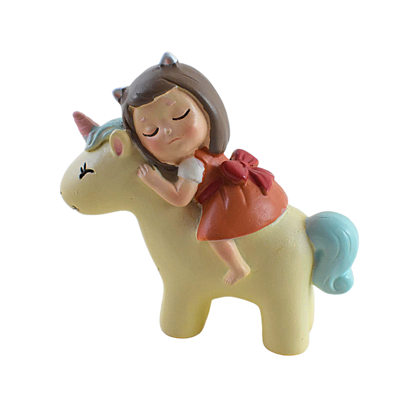 Miniature Girl on Unicorn Decor - Deczo