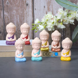 Family of Child Buddha miniature for Table, Return Gift, Dashboard: Bege and Multicolor - Deczo