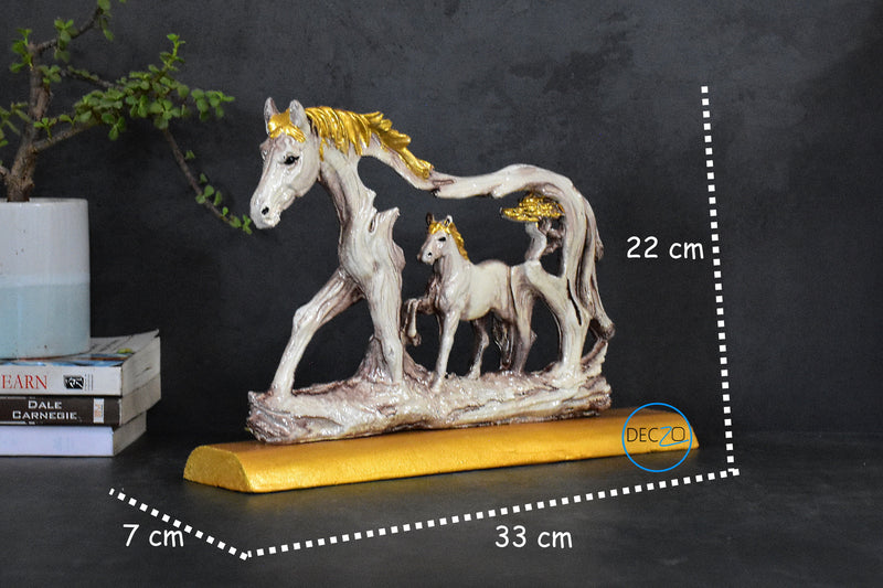 ﻿Feng Shui Golden Horse With Baby Showpiece