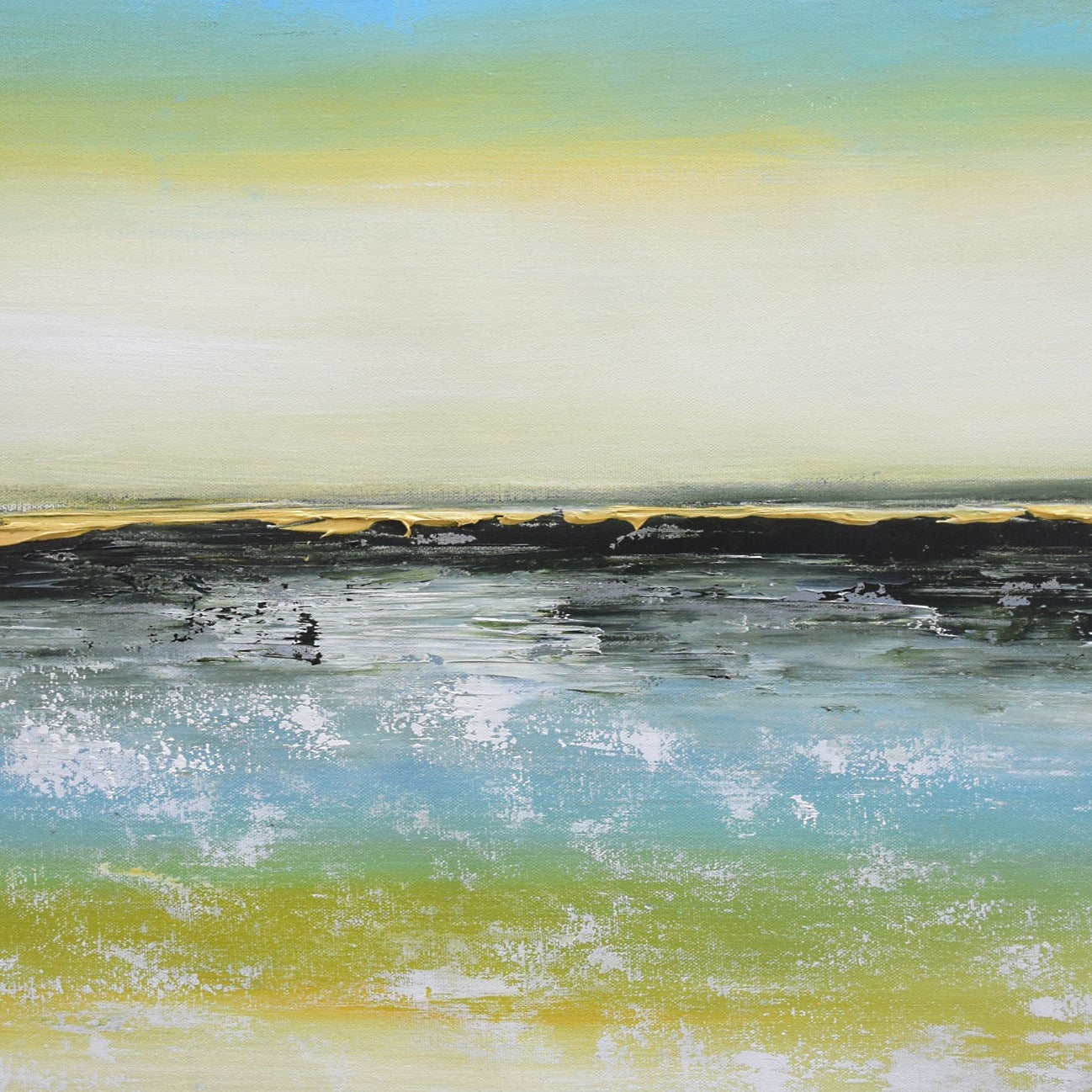 Blissful Seashore Handmade Acrylic on Canvas Abstract Wall Painting - Deczo