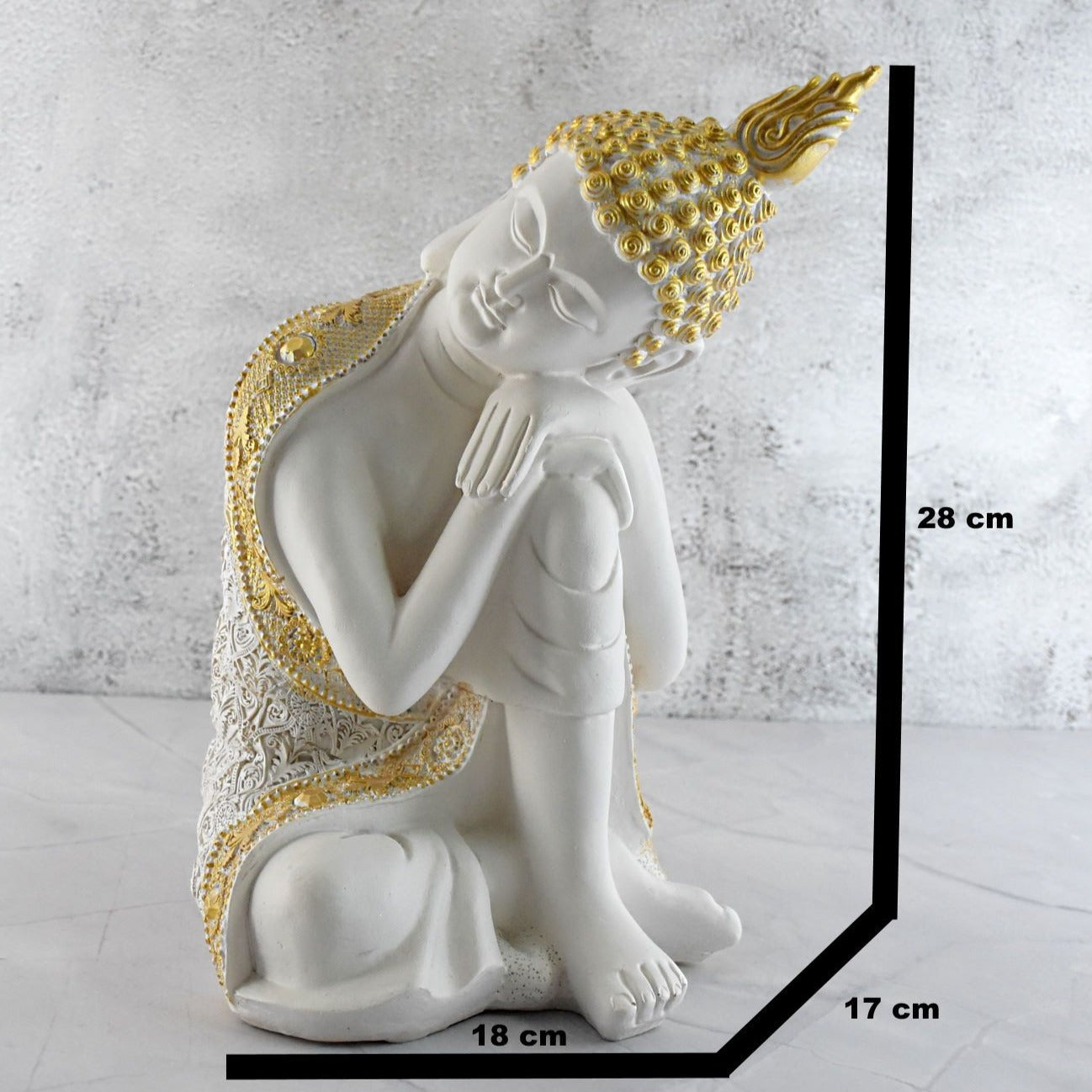 Ornament Buddha Sitting Sculpture Statue : Golden Shaded - Deczo