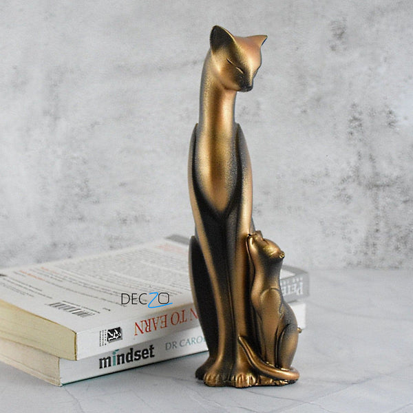 Mother Cat with Child Showpiece : Copper - Deczo