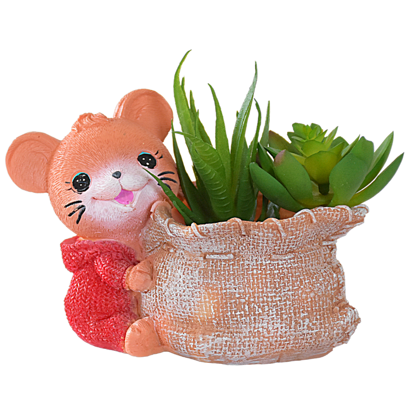 Baby Bear with Bori  Resin Succulent Pot - Deczo
