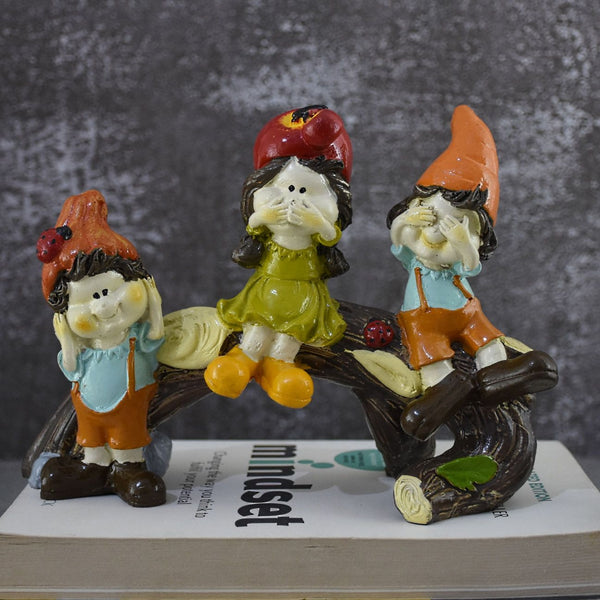 Kids Sitting on Tree Trunk Home Decor Accent - Deczo