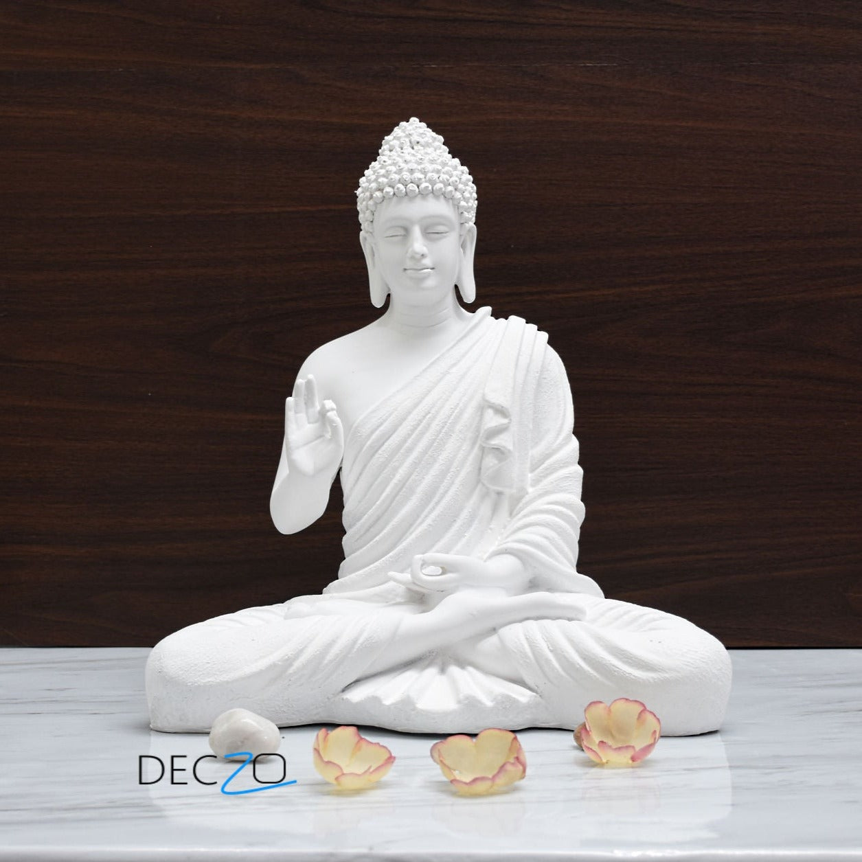 Big Size Meditating Buddha Idol : Milky White - Deczo