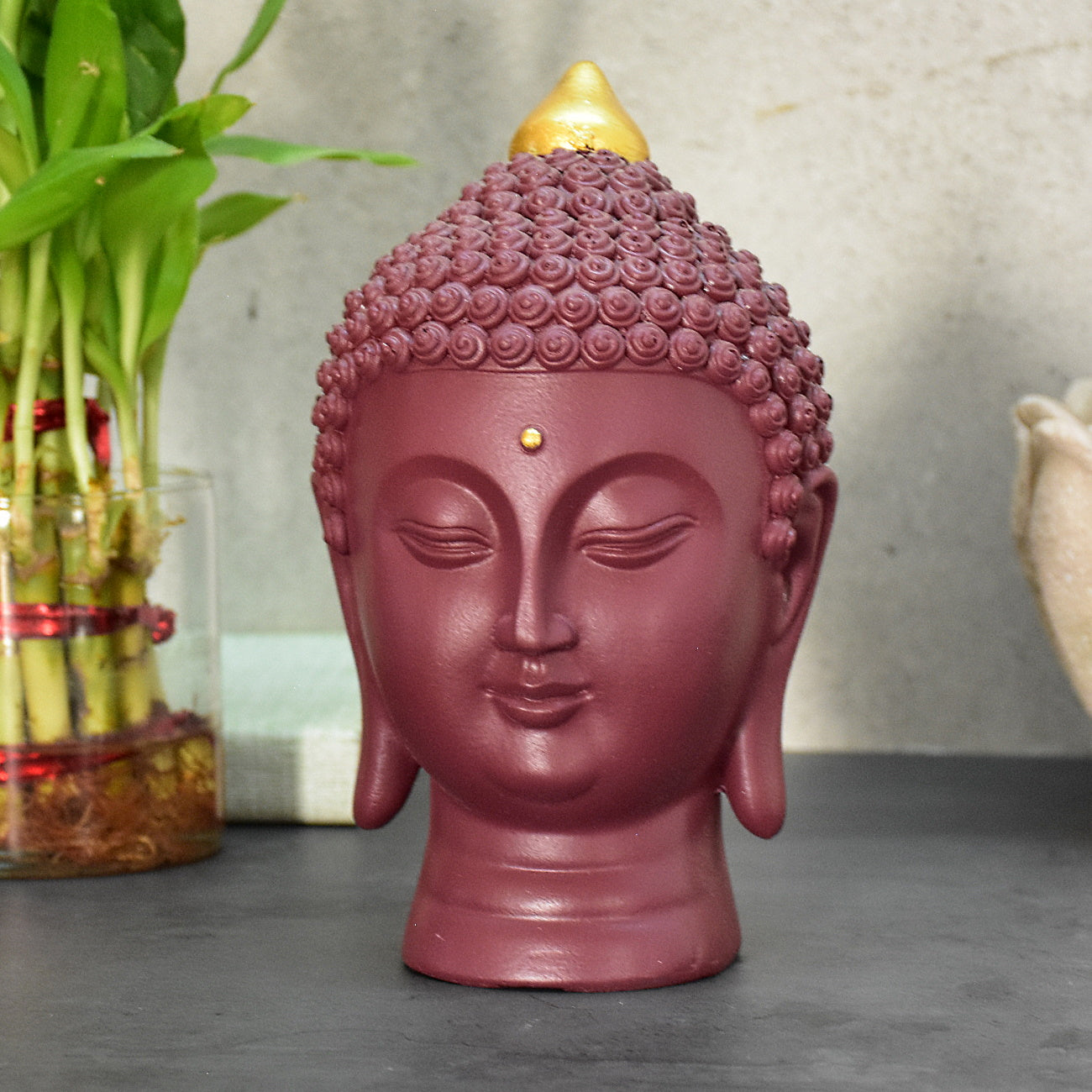 Moksha Buddha Head for Meditation ,Gift, Decor (Cherry)