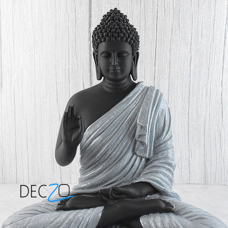 Big Size Meditating Buddha Idol : Grey - Deczo
