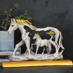 ﻿Feng Shui Golden Horse With Baby Showpiece