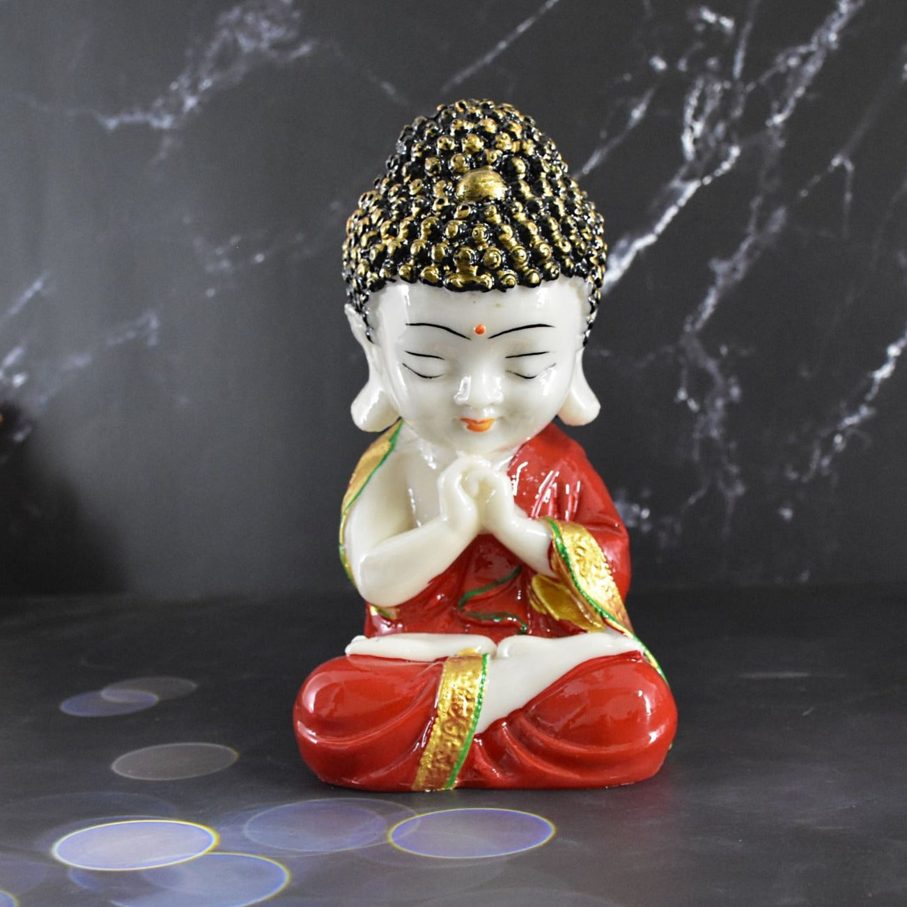Marbel Buddha in Thinking Position : Red - Deczo