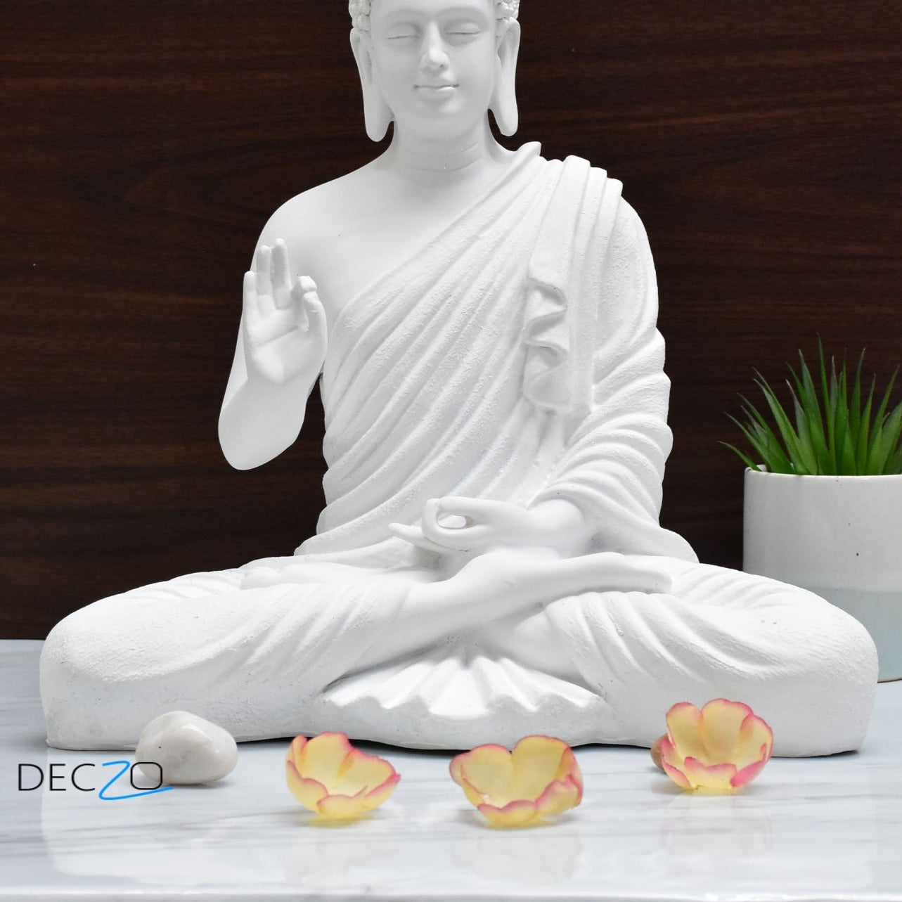 Big Size Meditating Buddha Idol : Milky White - Deczo