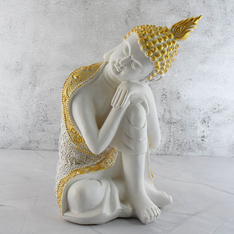 Ornament Buddha Sitting Sculpture Statue : Golden Shaded - Deczo