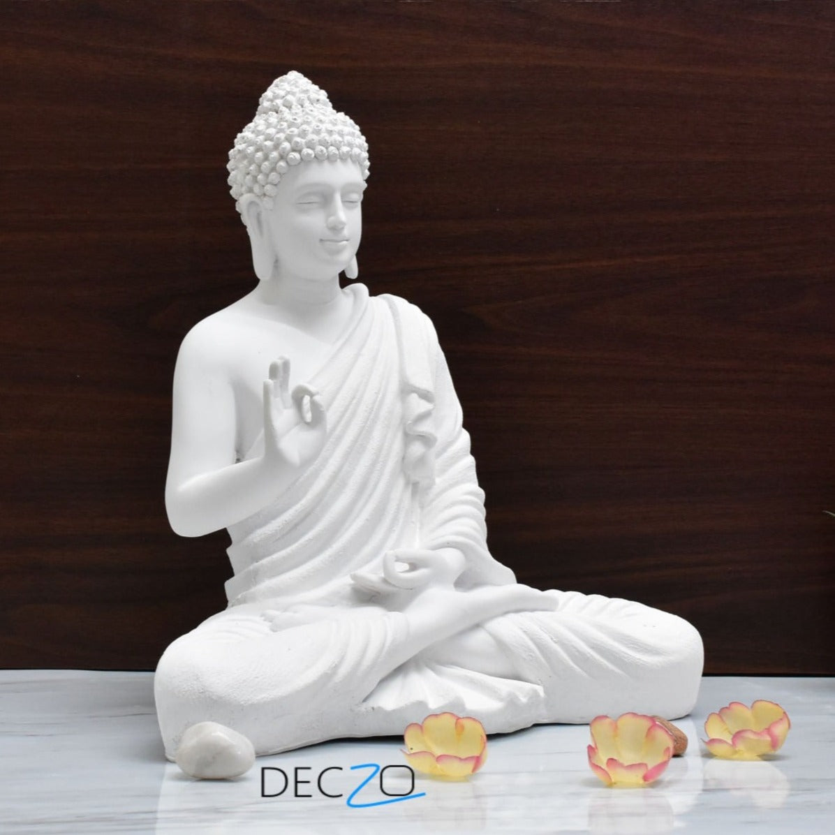 Big Size Meditating Buddha Idol : Milky White - Deczo