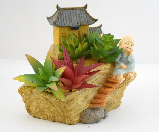 Monk Sitting Near Home Resin Succulent Pot - Deczo