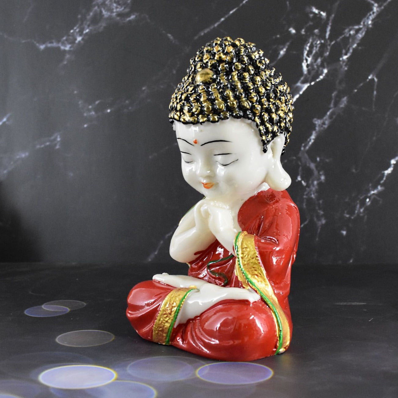 Marbel Buddha in Thinking Position : Red - Deczo