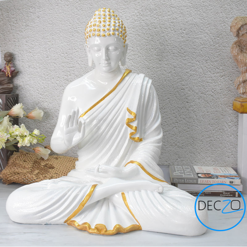 2 Feet Serene Blessing Buddha   : Glossy White