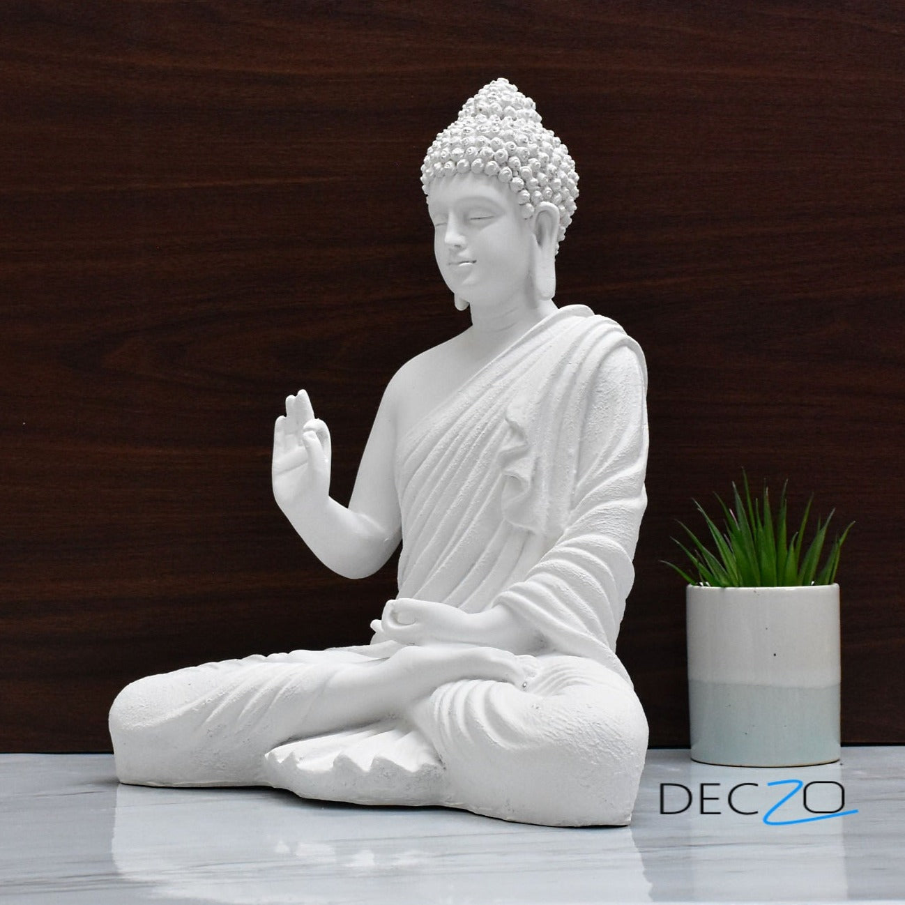 Big Size Meditating Buddha Idol : Milky White - Deczo