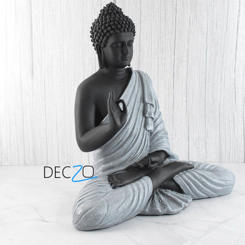 Big Size Meditating Buddha Idol : Grey - Deczo