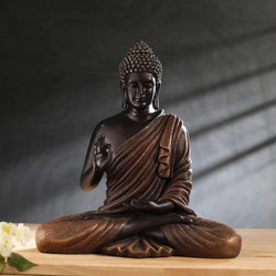 The Healing Spirit Blessing Buddha Statue : 1.25 Feet, Copper-Black