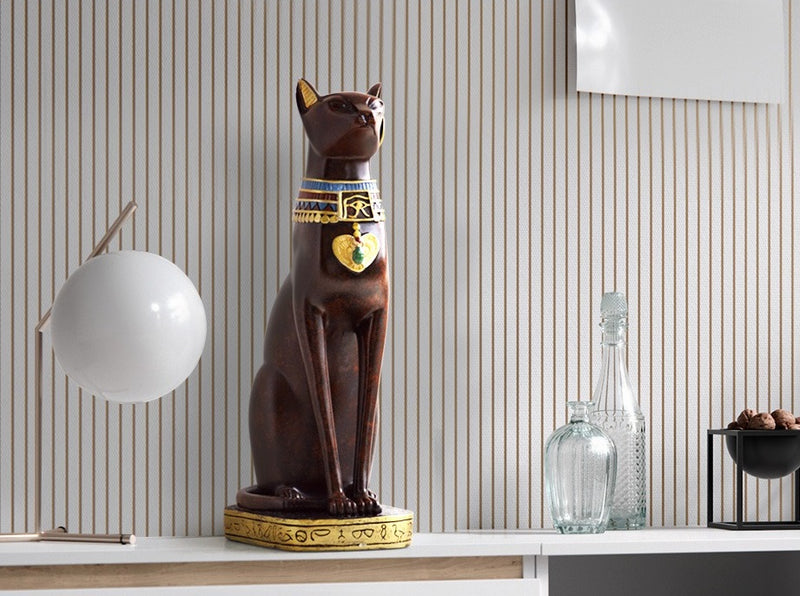 Antique Egyptian Mau showpiece for Peace and Strength : Glossy reddish Black - deczo